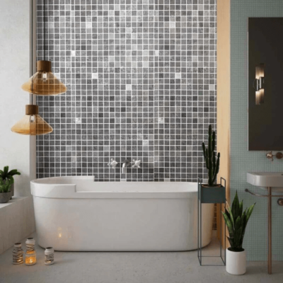 picture of Premium Large Mosaic Graphite 1.0m x 2.4m Shower Panel