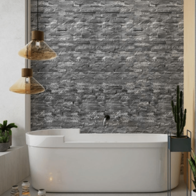 picture of Premium Large Natural Stone Anthracite 1.0m x 2.4m Shower Panel